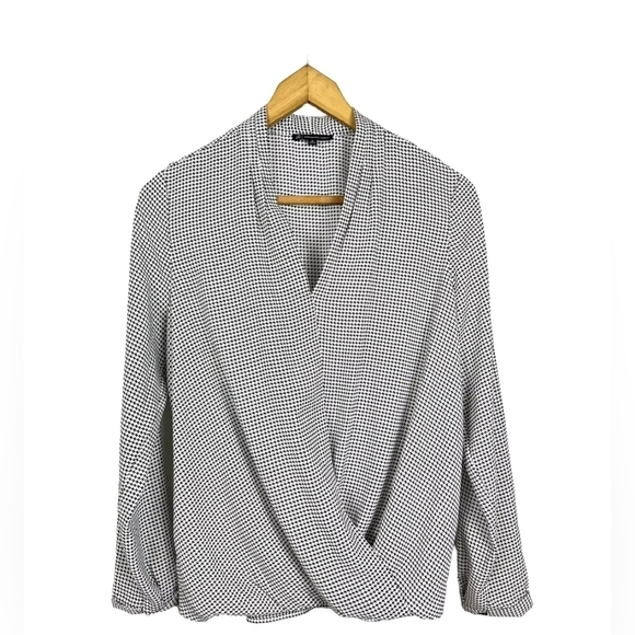 Adrianna Papell Oversized Long Sleeve Wrap Front Blouse Size Large - Picture 4 of 10